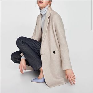 Zara Double Breasted Coat Gray